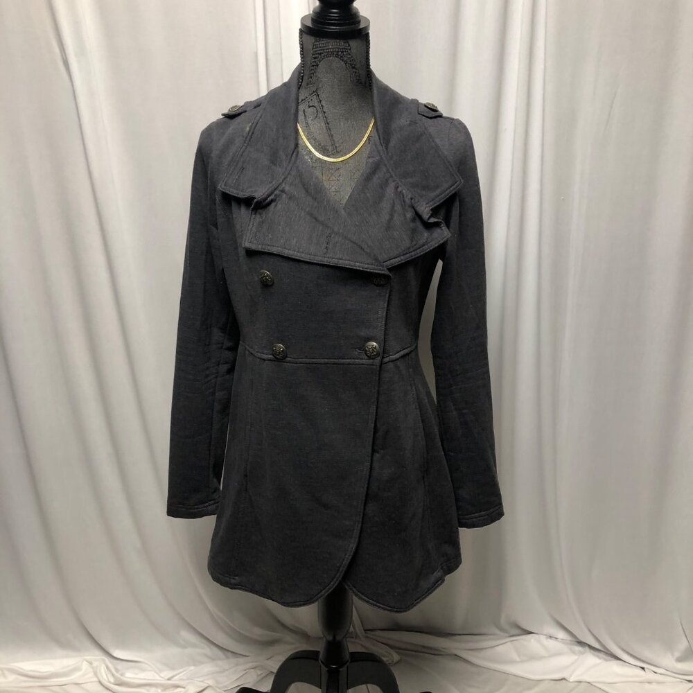 LA Kitty Peacoat Womens Size Medium Stylish Charcoal Gray Double Breasted Jacket